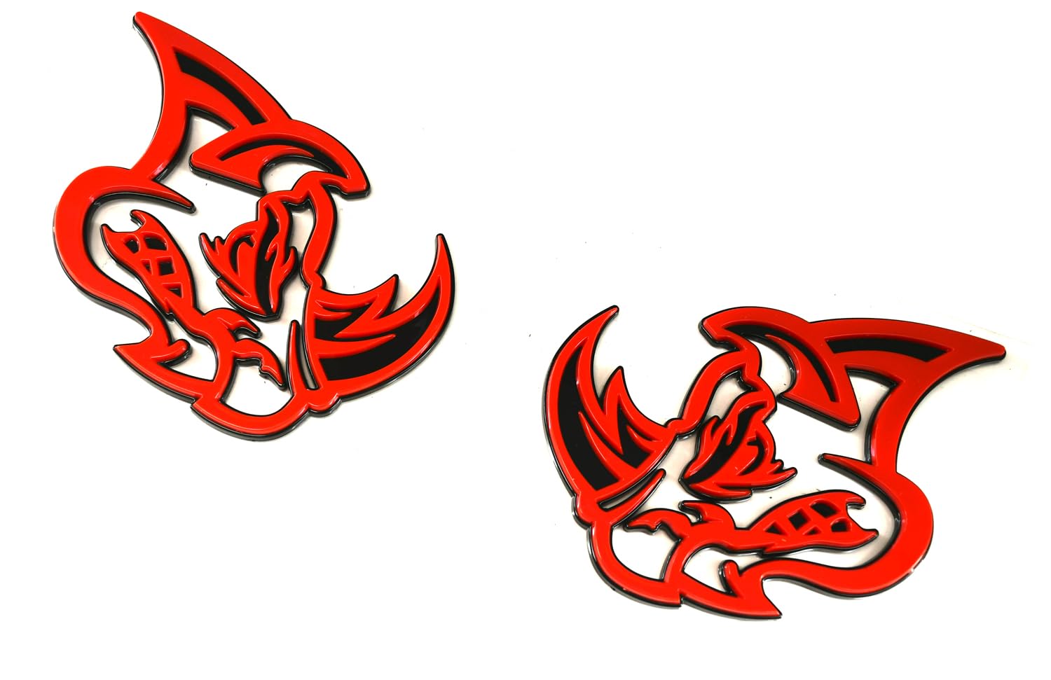 2Pcs 3D Rhino Emblems Car Badge Custom New Side Rear Front Hood Door Decal Replacement for Car Truck SUV Motorcycles (Red)