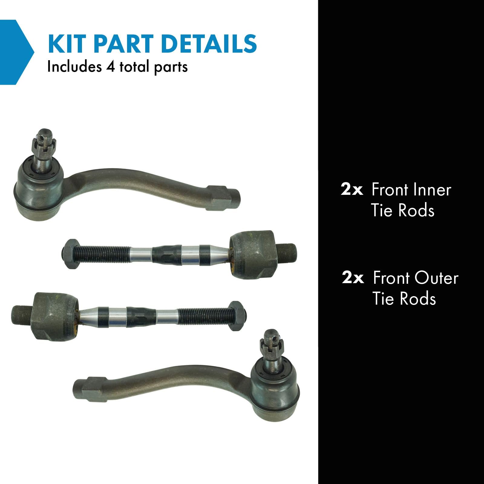 Trq Front Inner And Outer Tie Rod Set Compatible With 2006-2010 Infiniti M35 M45