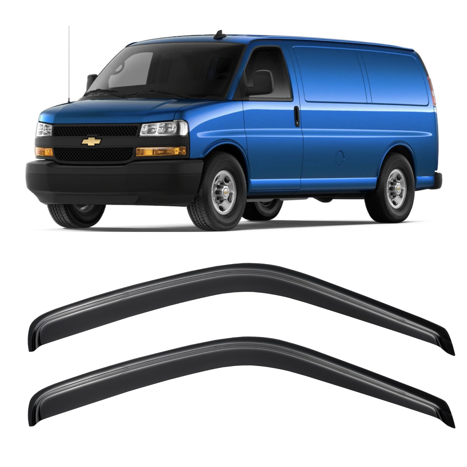 Cxdar Window Visors Rain Guards For 1996-2025 Chevy Express Van, Window Vent Wind Shade Deflectors For 96-25 Gmc Savana