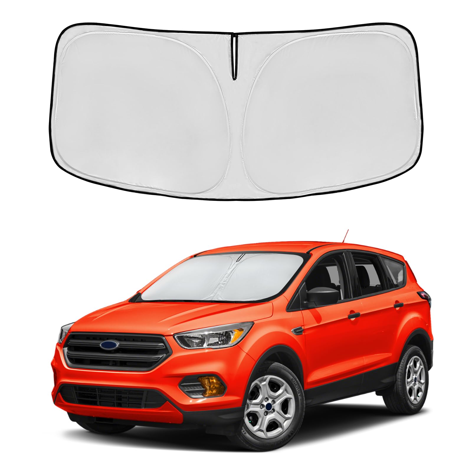 Windshield Sun Shade For Ford Escape 2013-2019 Double Layer 240T Front Window Shade Custom Fit Escape Sun Visor Foldable Shade B