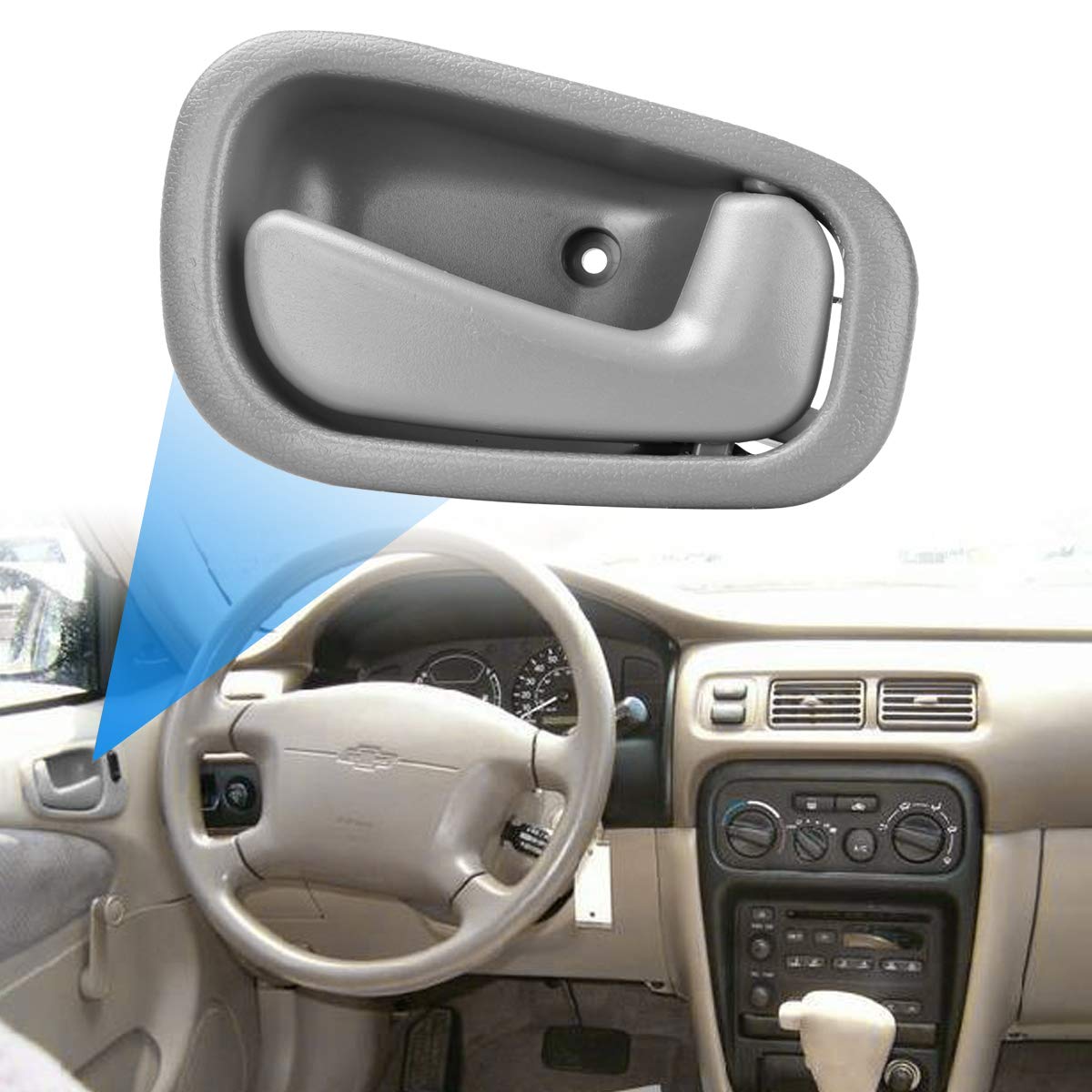 Faersi 4Pcs Inside Interior Door Handles Front Rear Driver & Passenger Side Replacements For 1998 1999 2000 2001 2002 Corolla Prizm Manual Lock, Gray