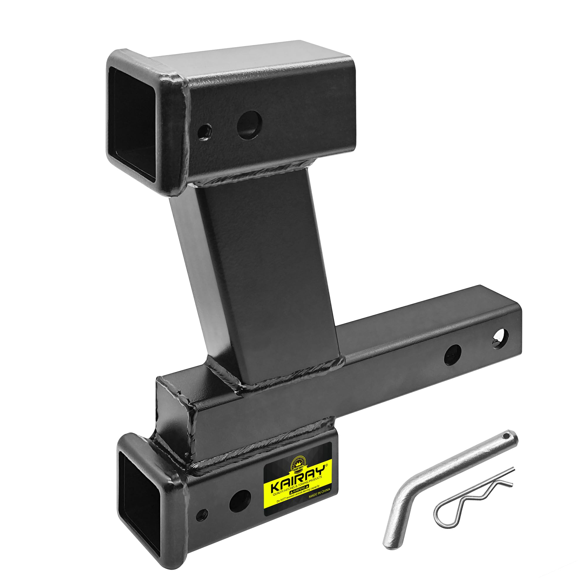 Kairay Trailer Dual Hitch Extender Adapter With 2-Inch & 8-Inch Riser/Drop, Fit For 2'' Receiver, 2-Inch Solid Shank, 10000Lbs T