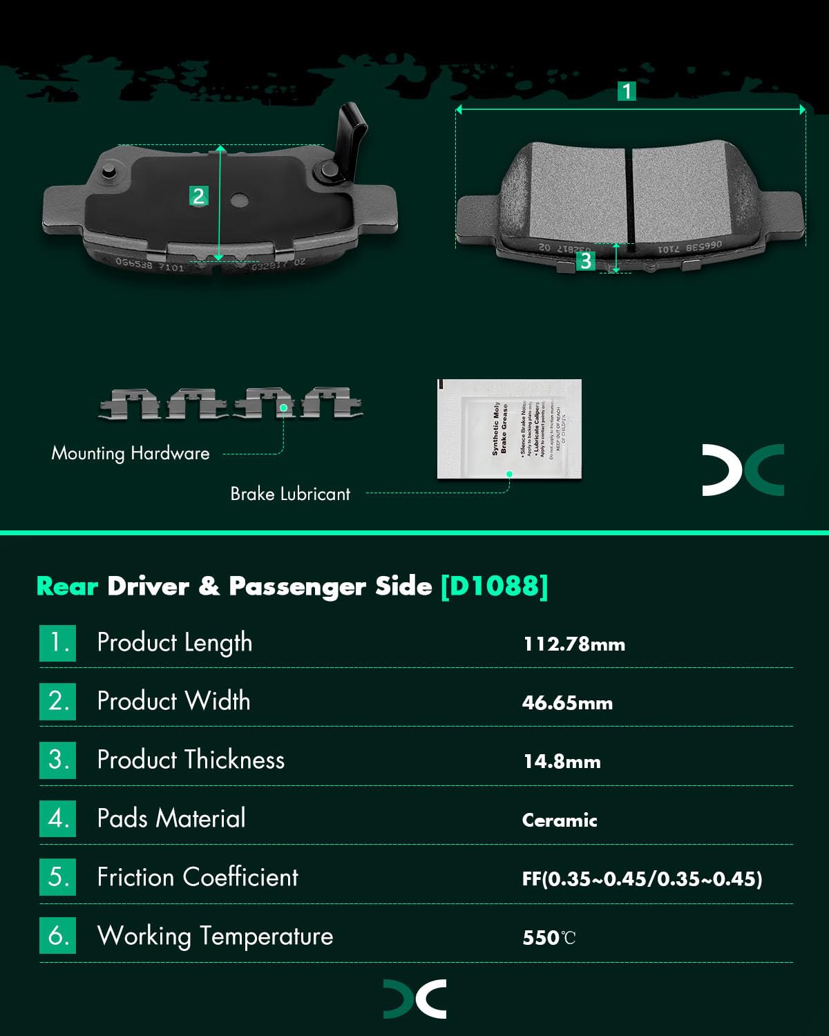 Scitoo Ceramic Brake Pad Front Rear Disc Set Fit For 2005 2006 2007 2008 2009 2010 For Honda Odyssey