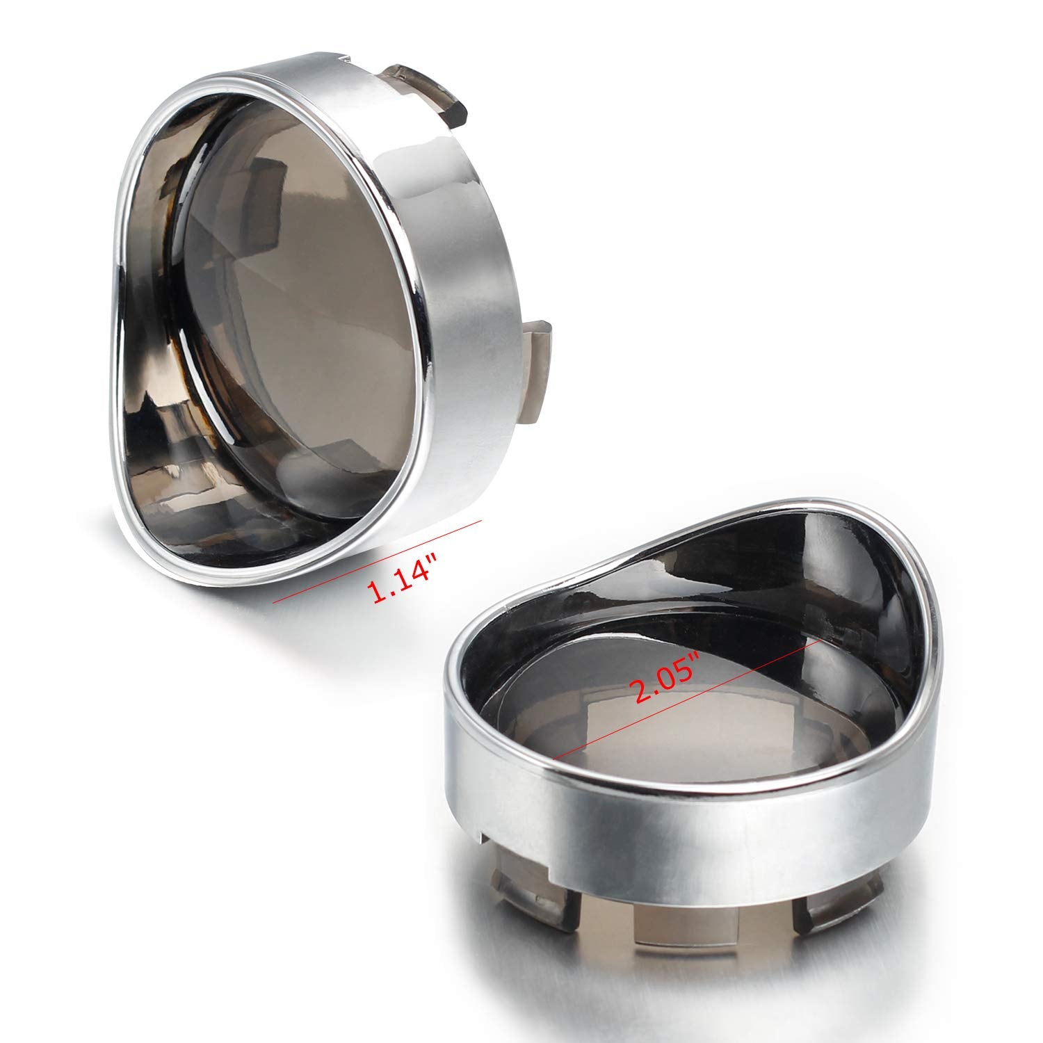 Nthreeauto 2 Inch Bullet Smoked Turn Signal Light Lens Cover With Chrome Visor Bezels Compatible With Harley Dyna Street Glide Road King