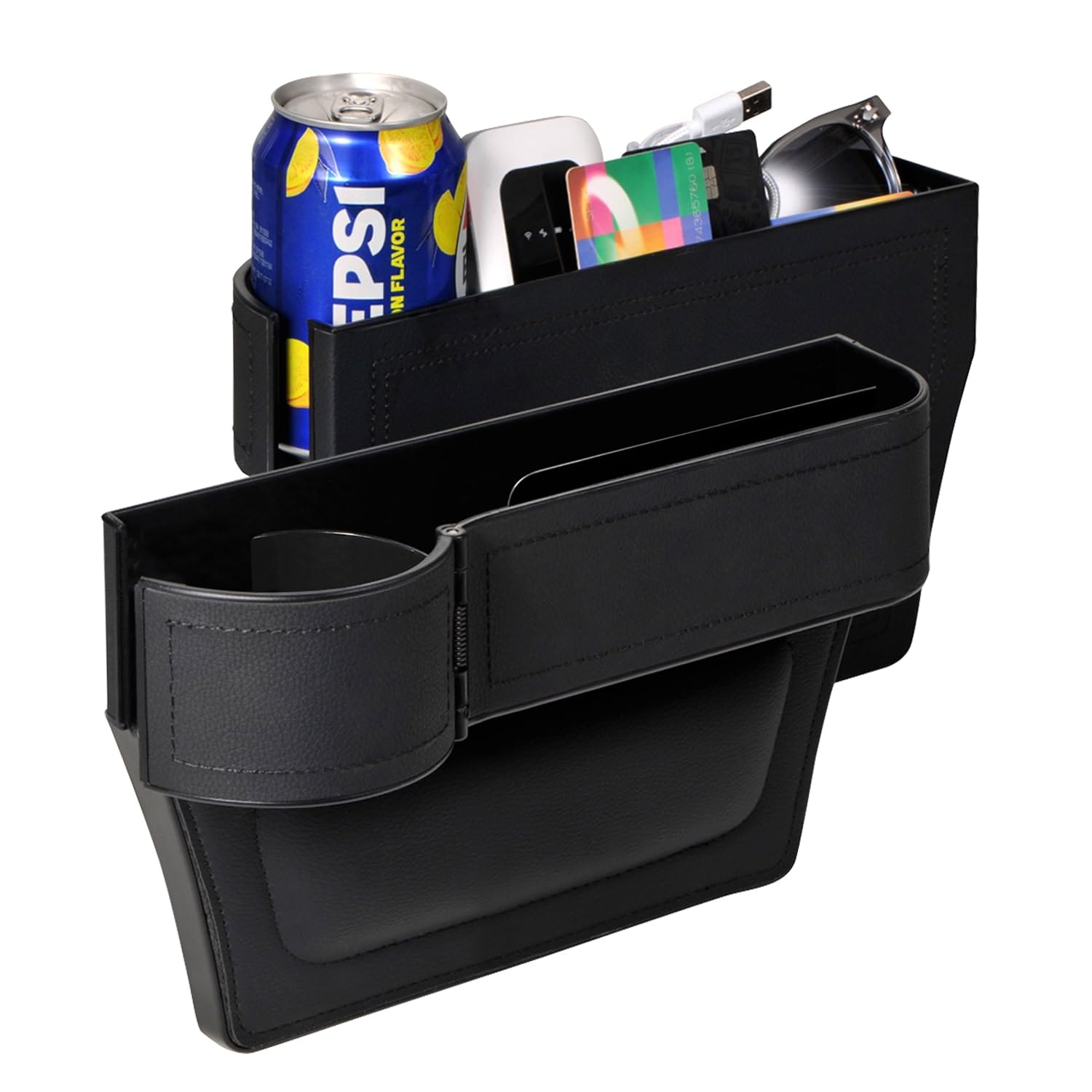 Hiseanllo Car Seat Gap Filler Organizer, 2 Pack Multifunctional Car Seat Organizer with Adjustable Cup Holder, Universal Car Sea