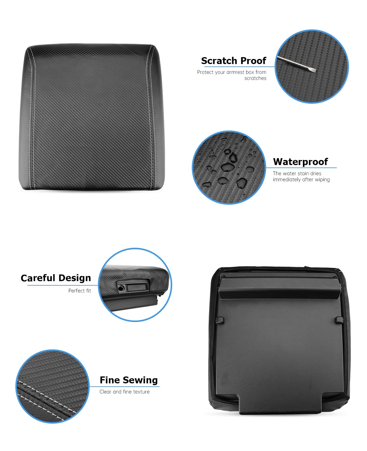 Intget Car Center Console Armrest Cover For 2024 Ford F150 Accessories Interior 2021 2022 2023 Middle Console Lid Seat Cover Pro