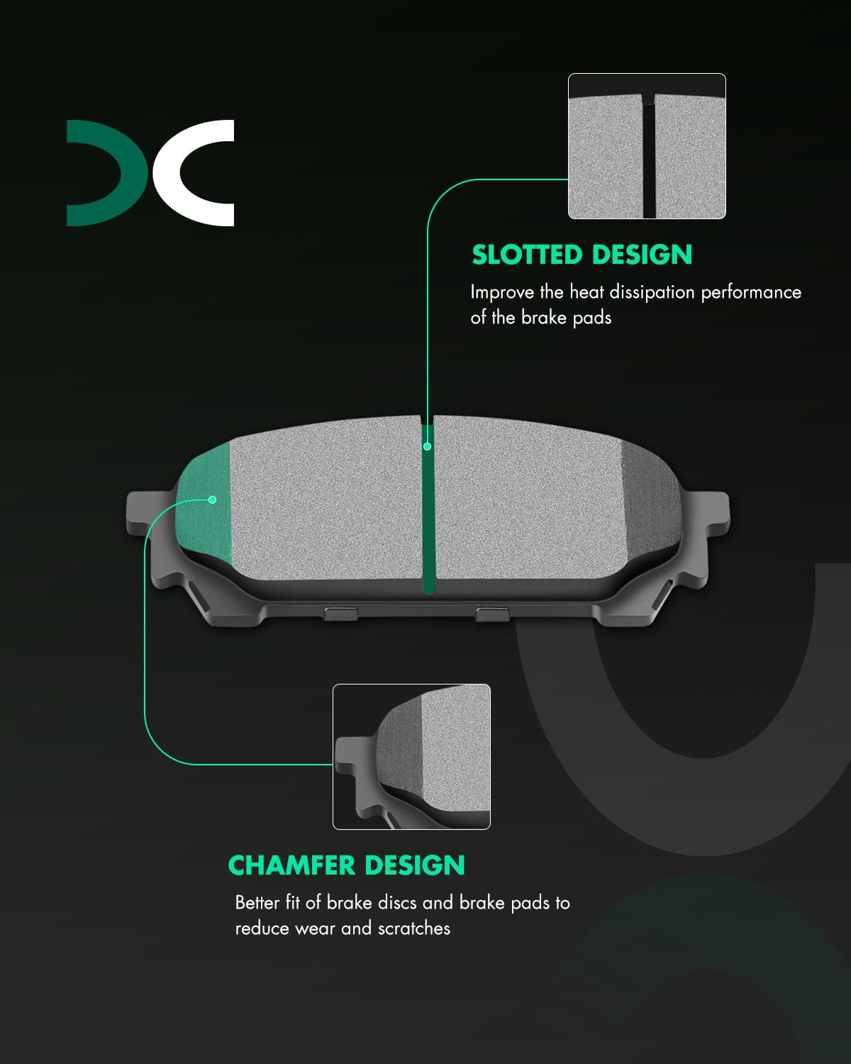 SCITOO Ceramic Front Rear Disc Brake Pad Set fit for 2005-2006 for Saab 9-2X, 2004-2008 for Subaru forester, 2003-2007 for Subar