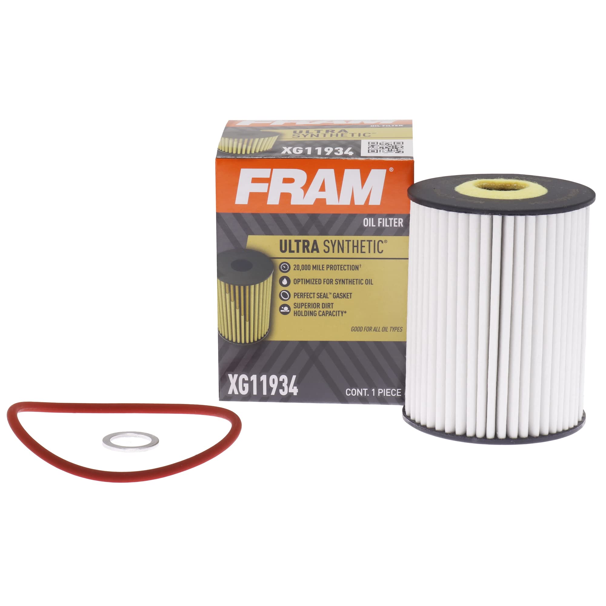 Fram Ultra Synthetic Automotive Replacement Oil Filter, Designed For Synthetic Oil Changes Lasting Up To 20K Miles, Xg11934 With Suregrip (Pack Of 1)