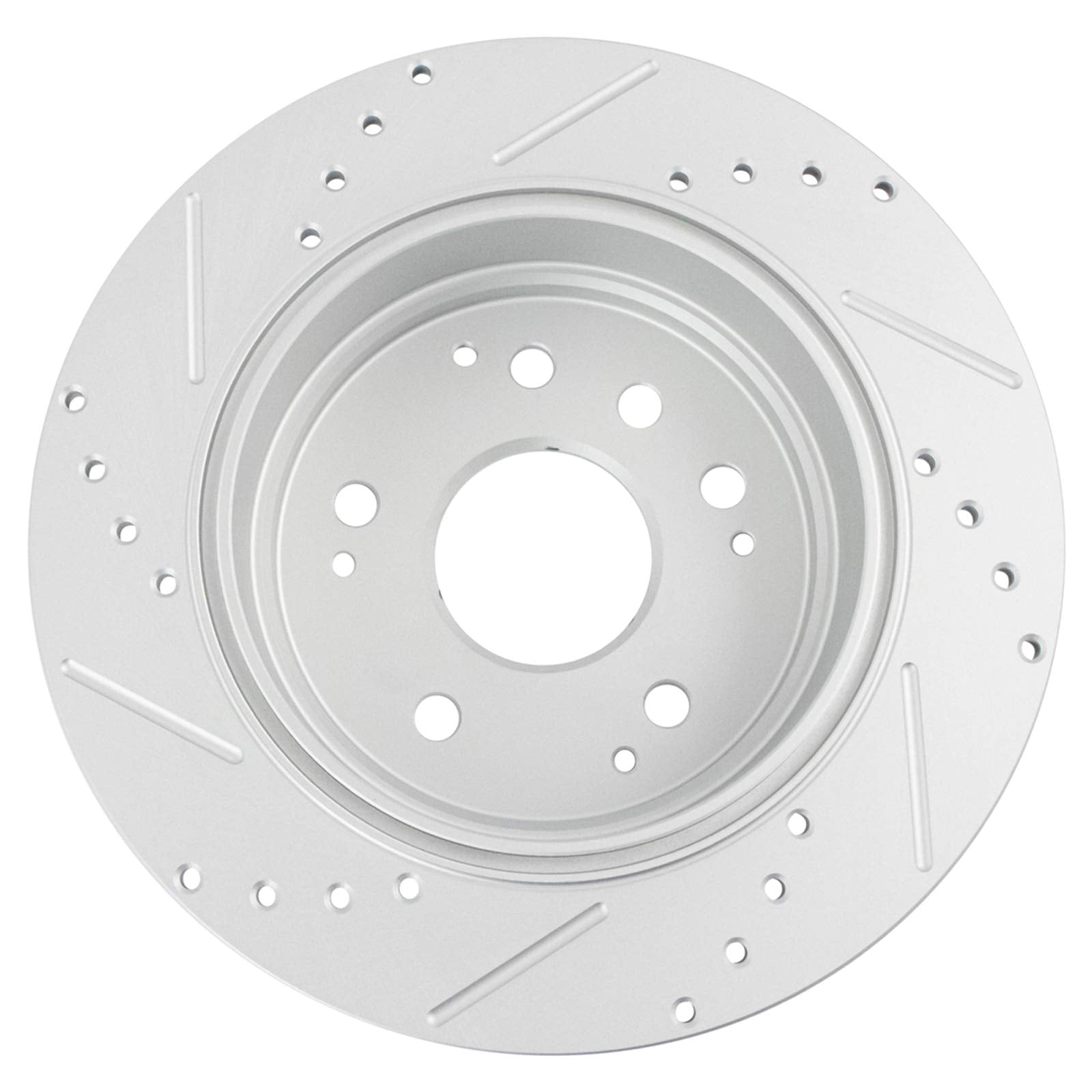 Trq Rear Performance Brake Rotors Set Solid Premium G-Coated Cross Drilled & Slotted Compatible With 2004-2008 Acura Tl 2003-201