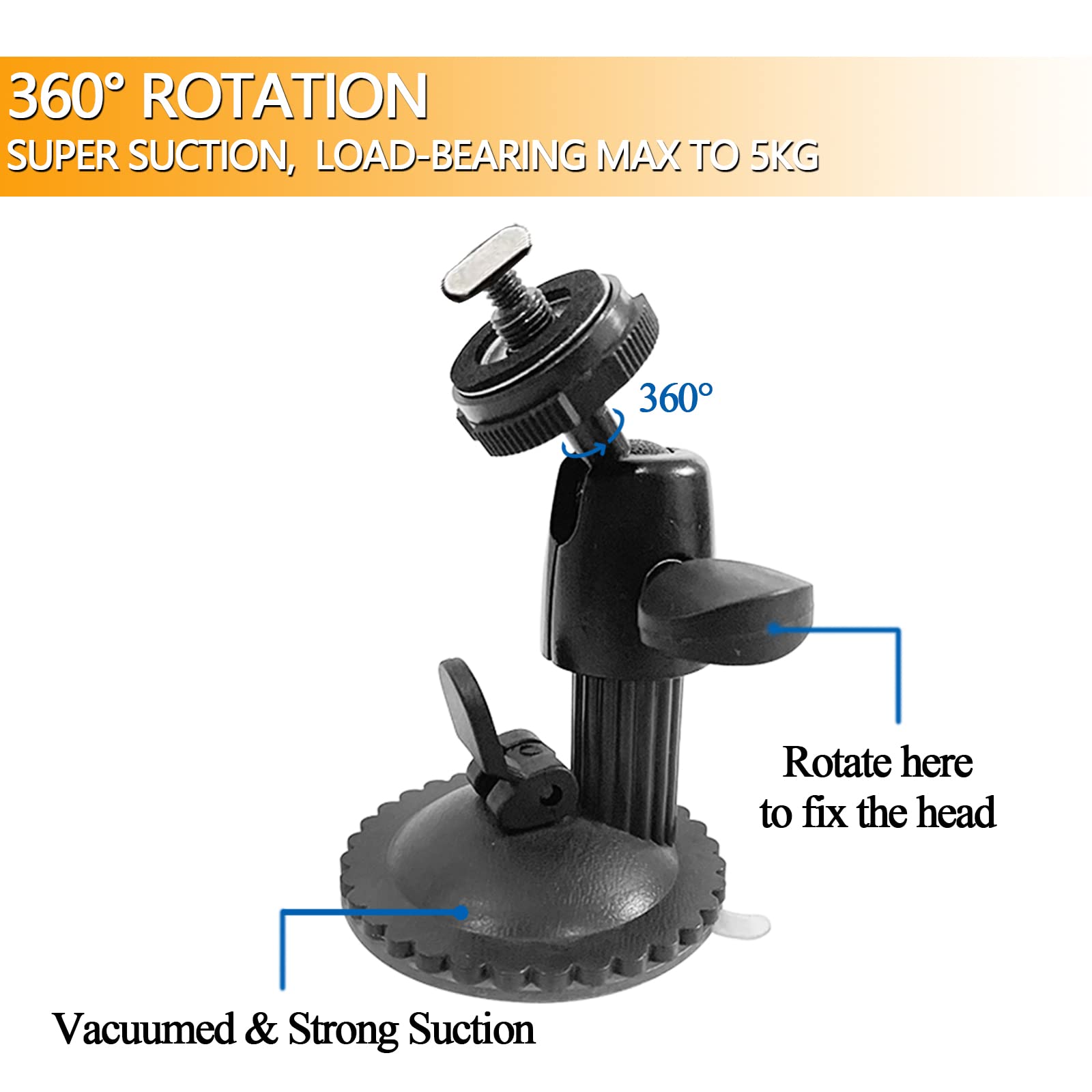 Douxury Windshield Suction Cup Bracket Mount For 7 9 10.1 Inch Monitor Display, Fix The Monitor On Windshield Dash Board, Metal-