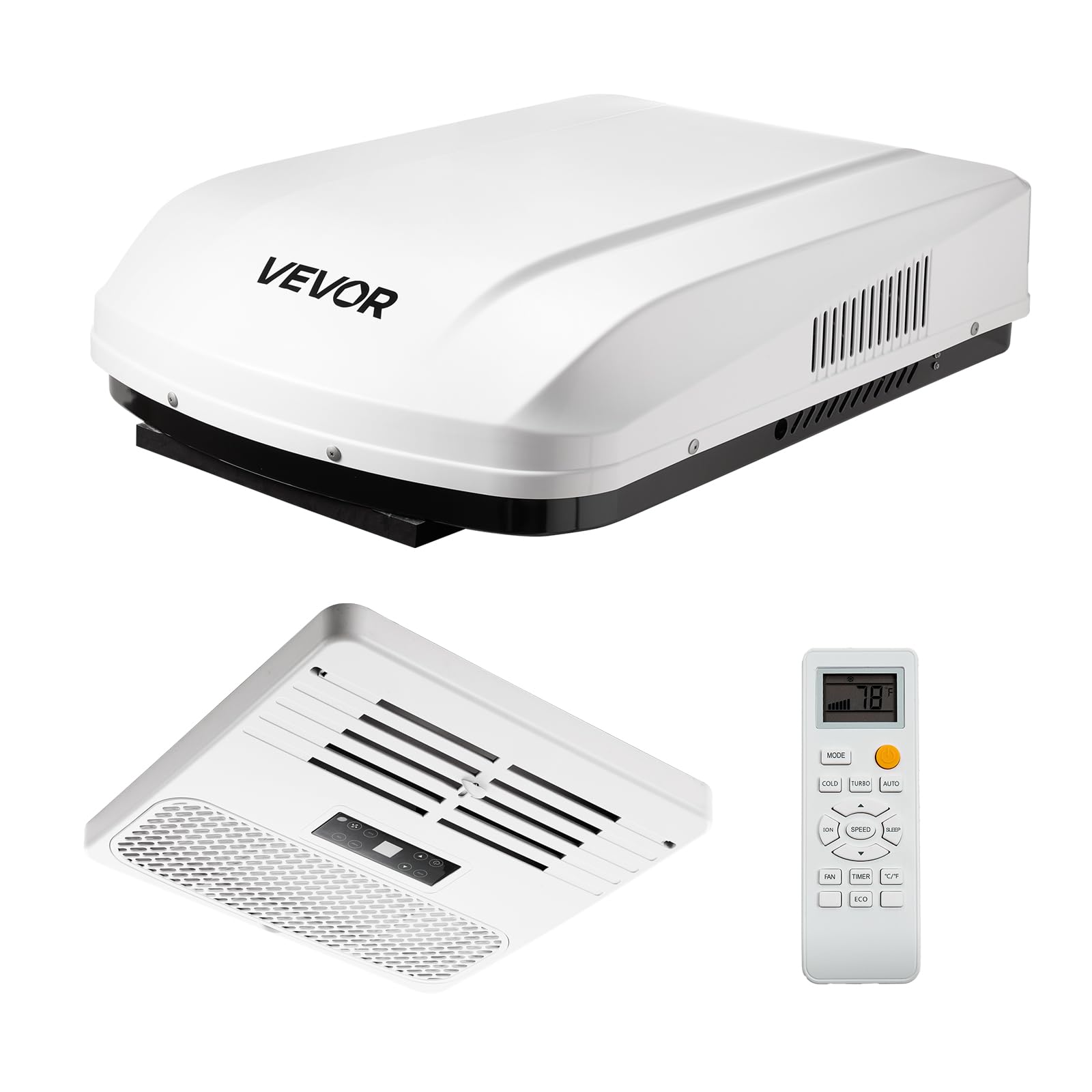 VEVOR RV Air Conditioner, 15000 BTU RV AC Unit, 120V Ducted Rooftop Air Conditioner with Heat Pump & Cooling, Variable Speed Eas