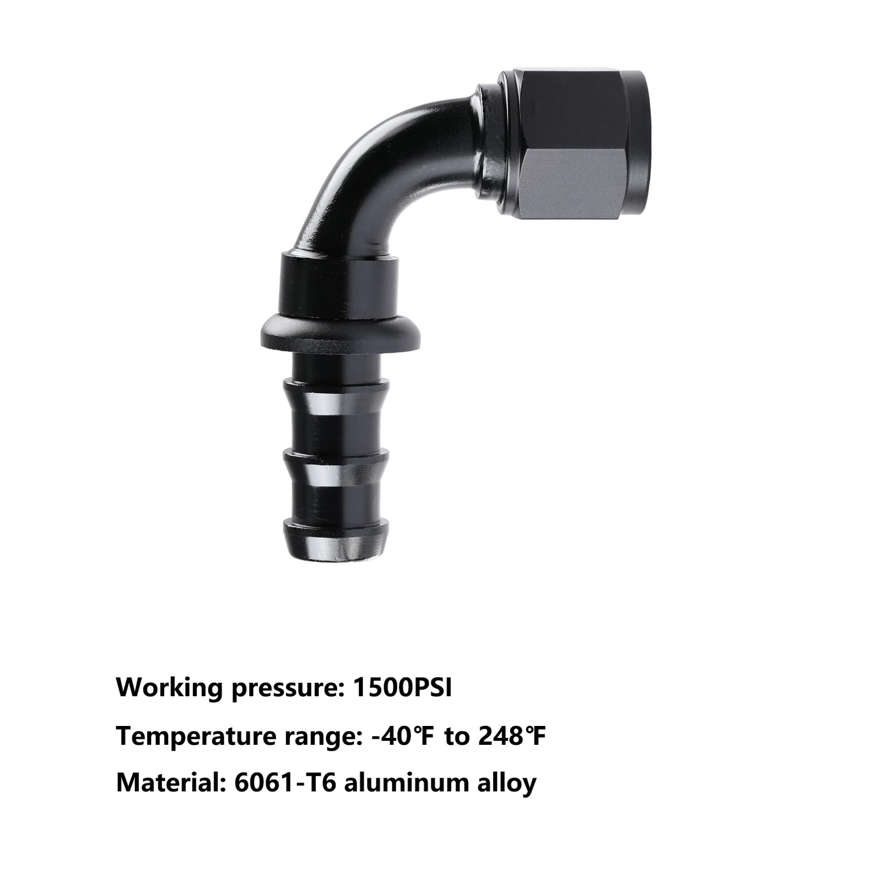 Ucreative 10AN 90 Degree Push Lock Hose Fitting End Black 2PCS