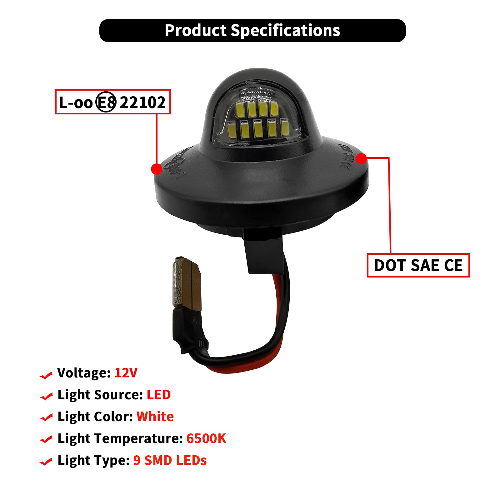 Alyoned Full Led License Plate Light Tag Lamp Assembly Compatible With Ford F-150 F-250 F-350 F-450 F-550 Super Duty Explorer Ex