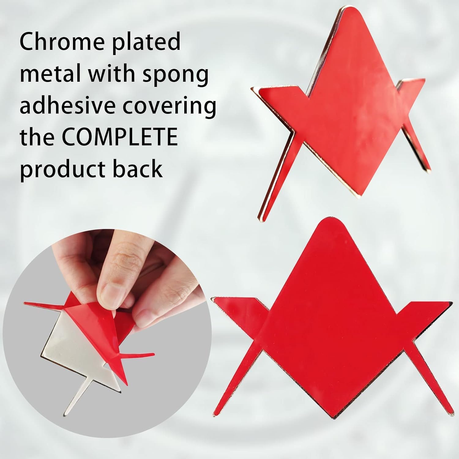 2.75'' Chrome Plated Masonic Car Emblem Mason Square and Compasses Auto Truck Motorcycle Decal Accessories (10 Piece)