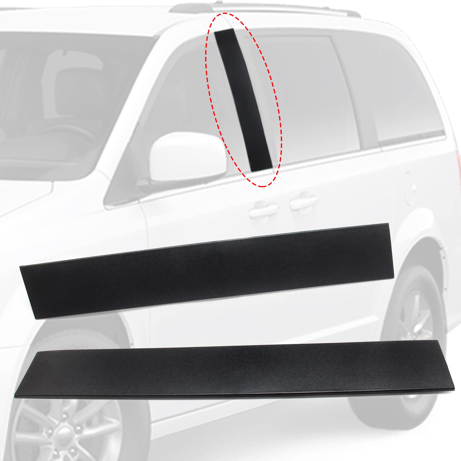 926-445 926-446 B Pillar Trim Door Molding for Front Passenger & Driver Side Windshield Outer Compatible with 2008-2016 Chrysler