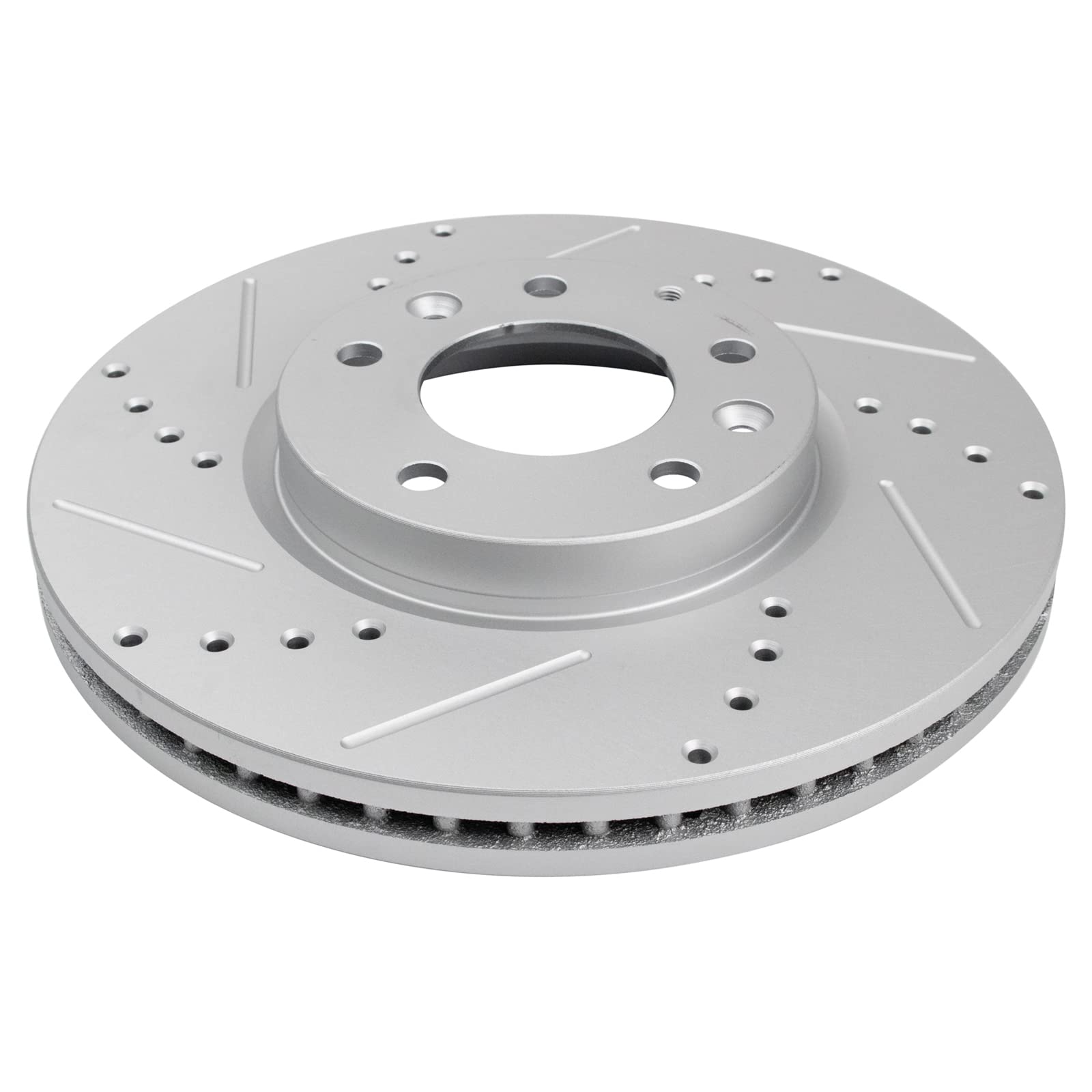 Trq Front Performance Brake Rotors Set Premium G-Coated Cross Drilled & Slotted Compatible With 2007-2012 Mazda Cx-7