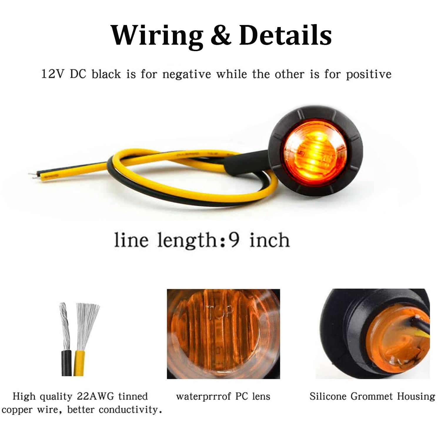 Fxc 'Purishion 10X 3/4 In' Round Led Clearence Light Front Rear Side Marker Indicators Light For Truck Car Bus Trailer Van Carav