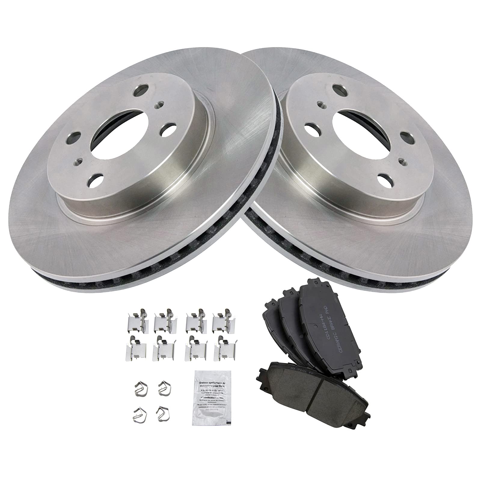 Trq Front Brake Pad & Rotor Kit Brake Pads Brake Rotor Ceramic Vented Compatible With 2013 Scion Iq 2012-2019 Toyota Prius C 200