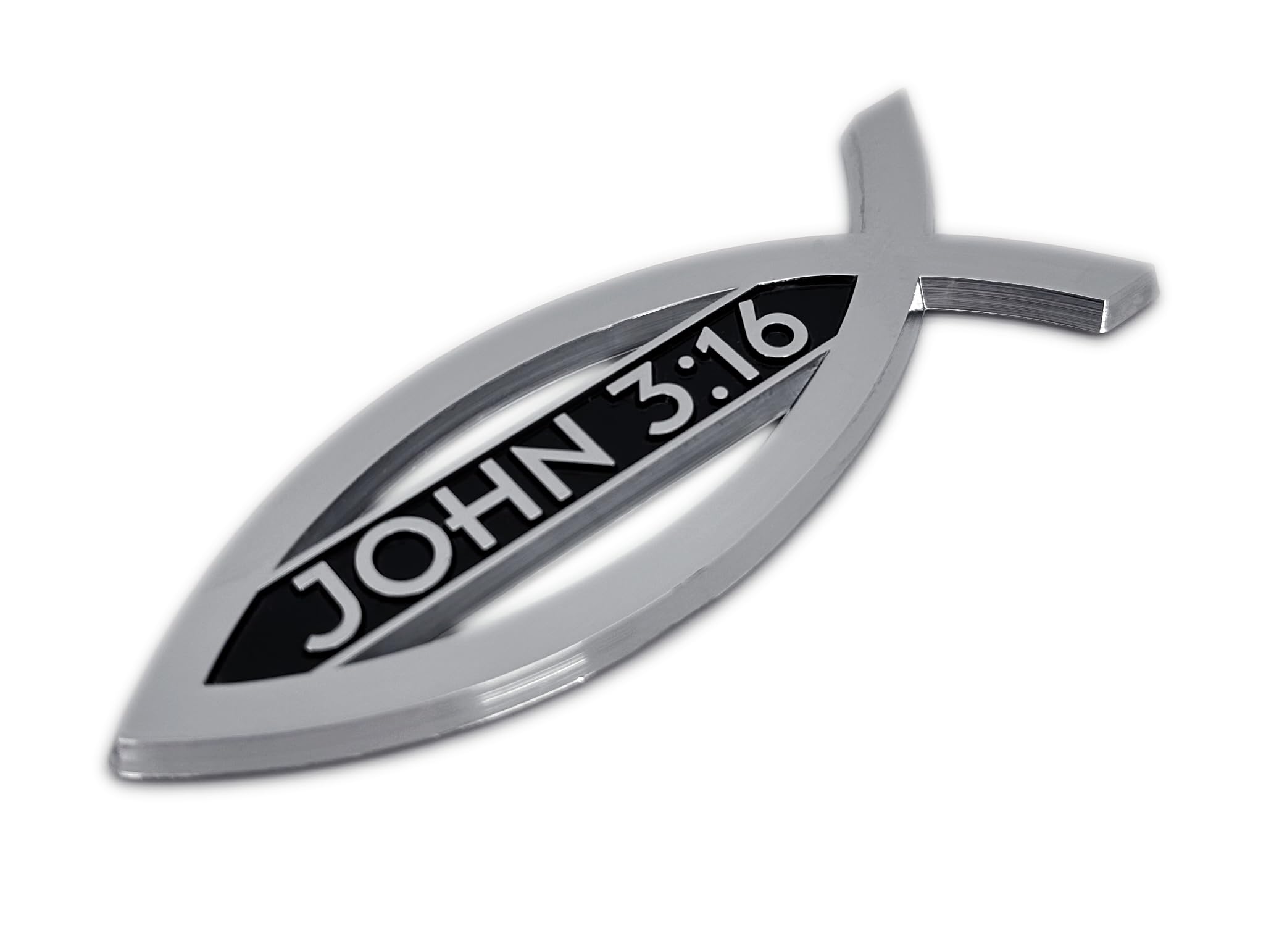 Elektroplate Christian Fish with John 3:16 OEM Chrome Emblem for Cars, Trucks, and All Auto | Universal Fit at 4&quot; x 1.4&quot; | Weatherproof