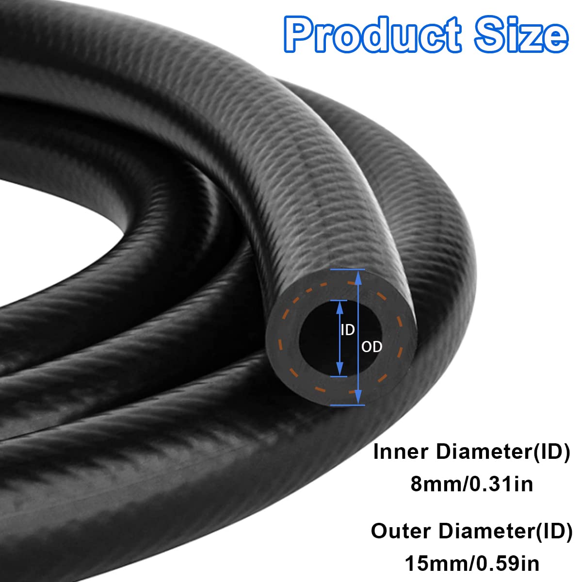 Tnisesm 5/16''(8Mm) Inch Id Fuel Line Kits, 2 Meter / 6-Foot Fuel Line + 2Pcs 1/4 Inch X 5/16 Inch Gas Inline Fuel Filters With