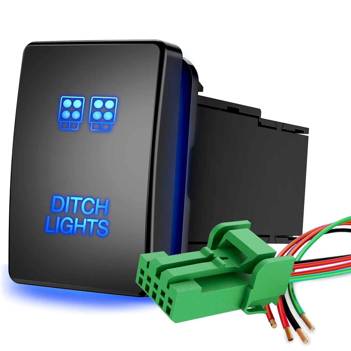 Nilight Ditch Lights Push Button Switch 12V On Off Switch With Connector Wire Kit 1.28' X 0.87' Replacement For Toyota Sequoia Highlander Tacoma Tundra 4Runner Ravr Yaris, 2 Years Warranty
