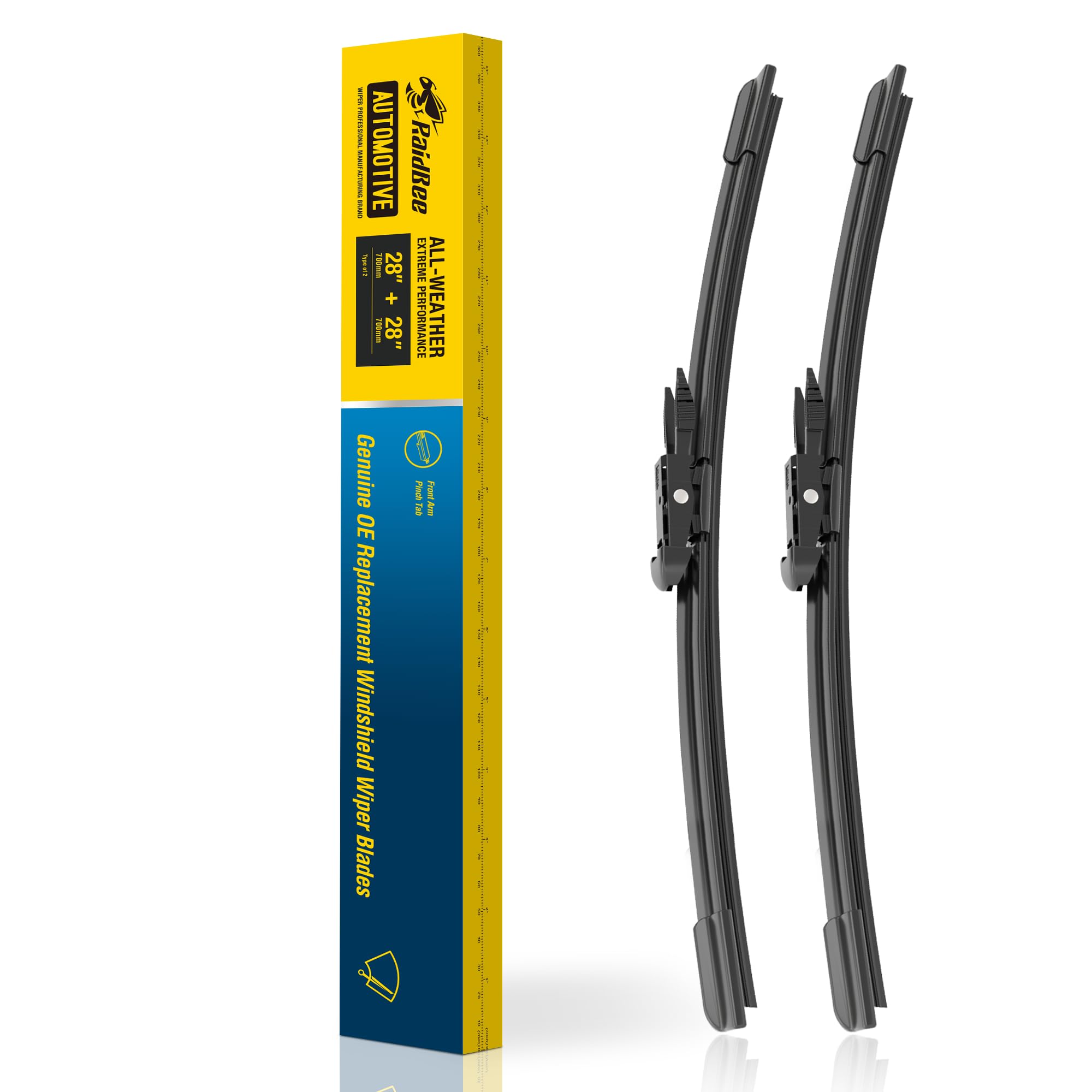 Raidbee 2 Silicone Windshield Wiper Blades Replacement For Ford Escape 2019-2013 Edge 22-15 Focus 18-12 Transit Connect 21-14 Oe