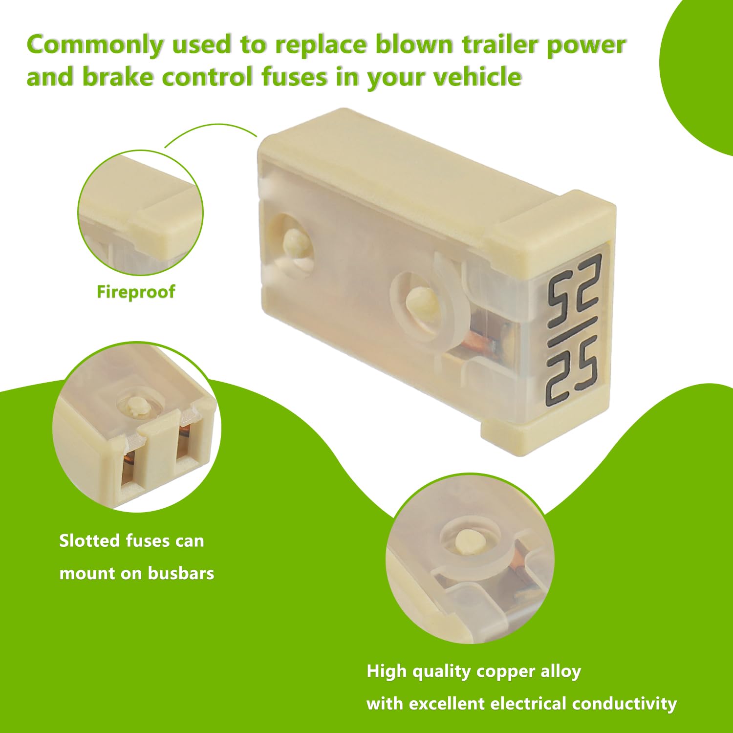 EPLZON 25A 32V Mini Automotive MCASE Shaped Cartridge Fuse Kit(Pack of 6pcs,25A)