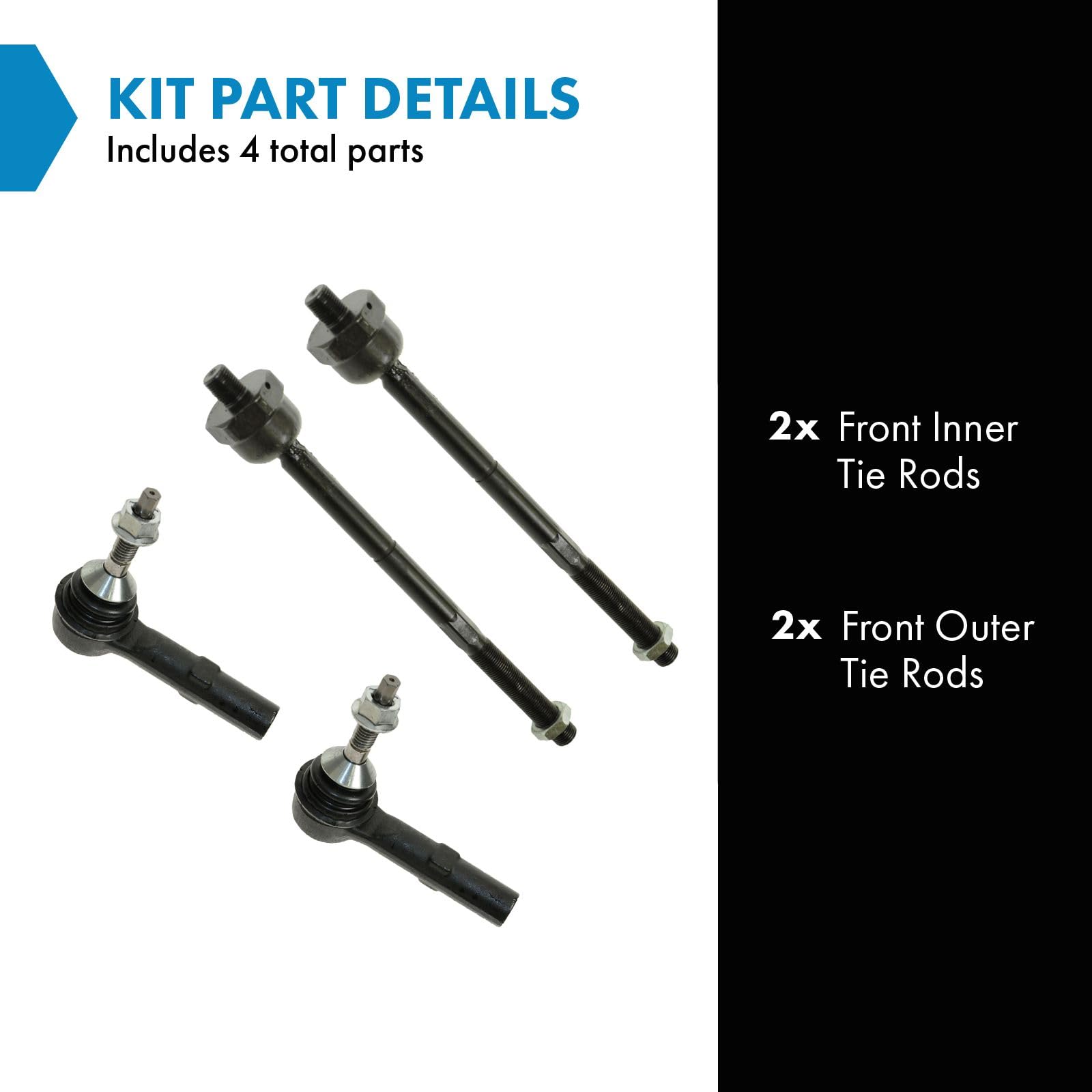 Trq Front Tie Rod Set Compatible With 2003-2006 Ford Expedition Lincoln Navigator