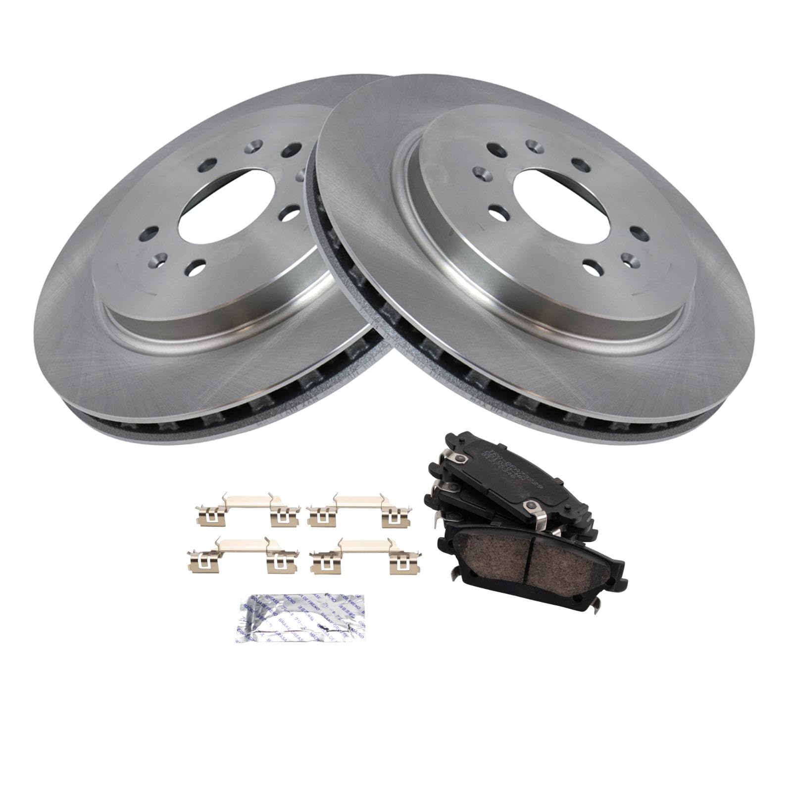 TRQ Rear Brake Pad & Rotor Kit Brake Pads Brake Rotor Ceramic Compatible with 2010-2011 Cadillac STS