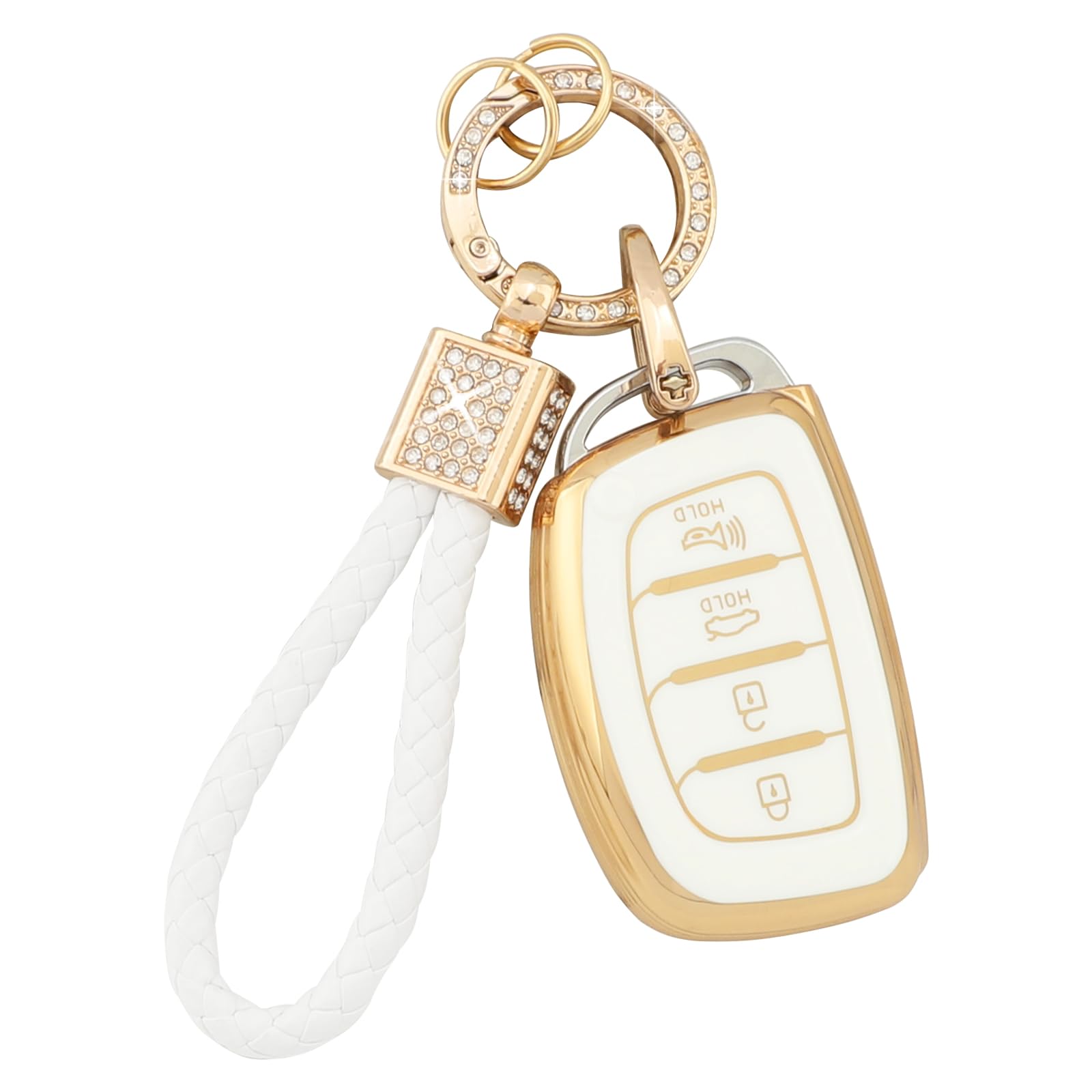 Pifoog For Hyundai Key Fob Cover 4 Button Sonata Tucson Ioniq Car Remote Keys Case Shell Protection Cute Bling Keychain Accessor