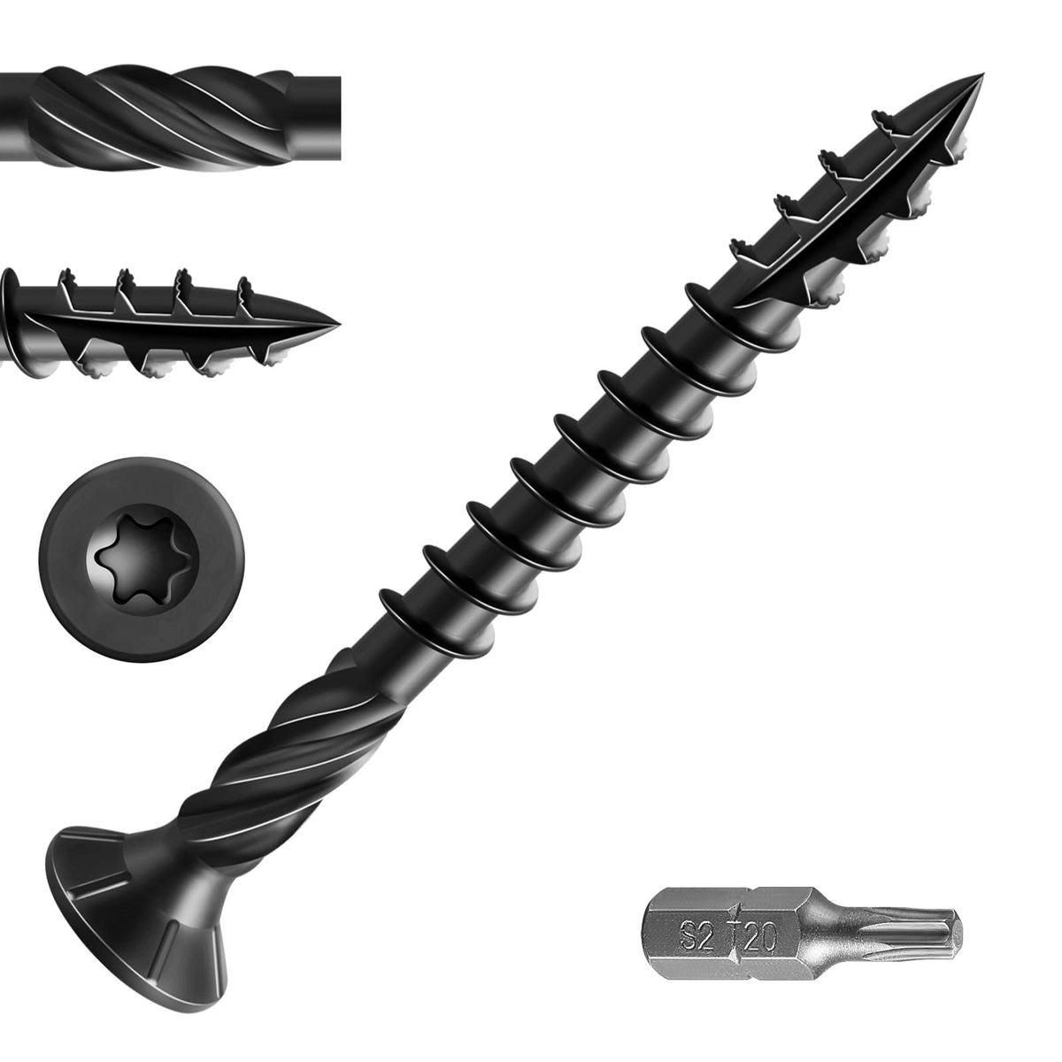 Wensilon #8 * 2' Black Deck Screws, (311Pcs)2 Lbs.Exterior Wood Screws, Rust Resistant Epoxy Coated, Bronze, T20 Star Bit