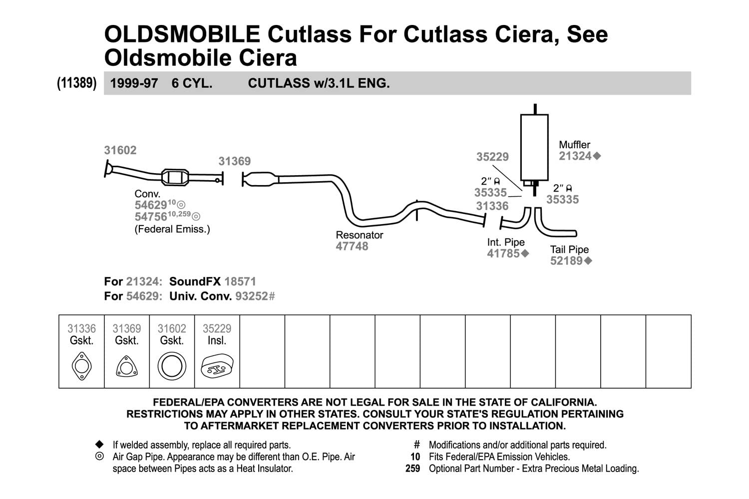 Walker 41785 Exhaust Pipe 2 Outlet (OD) for Chevrolet Malibu