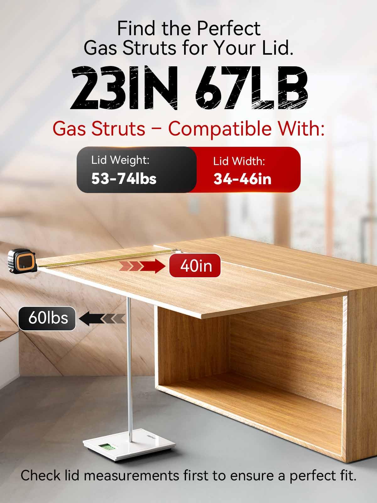 Vepagoo 23 Inch 67Lb/298N Gas Struts Shock With Mounting Brackets, Lift Supports For Rv Bed Storage Trailer Basement Door Box Co