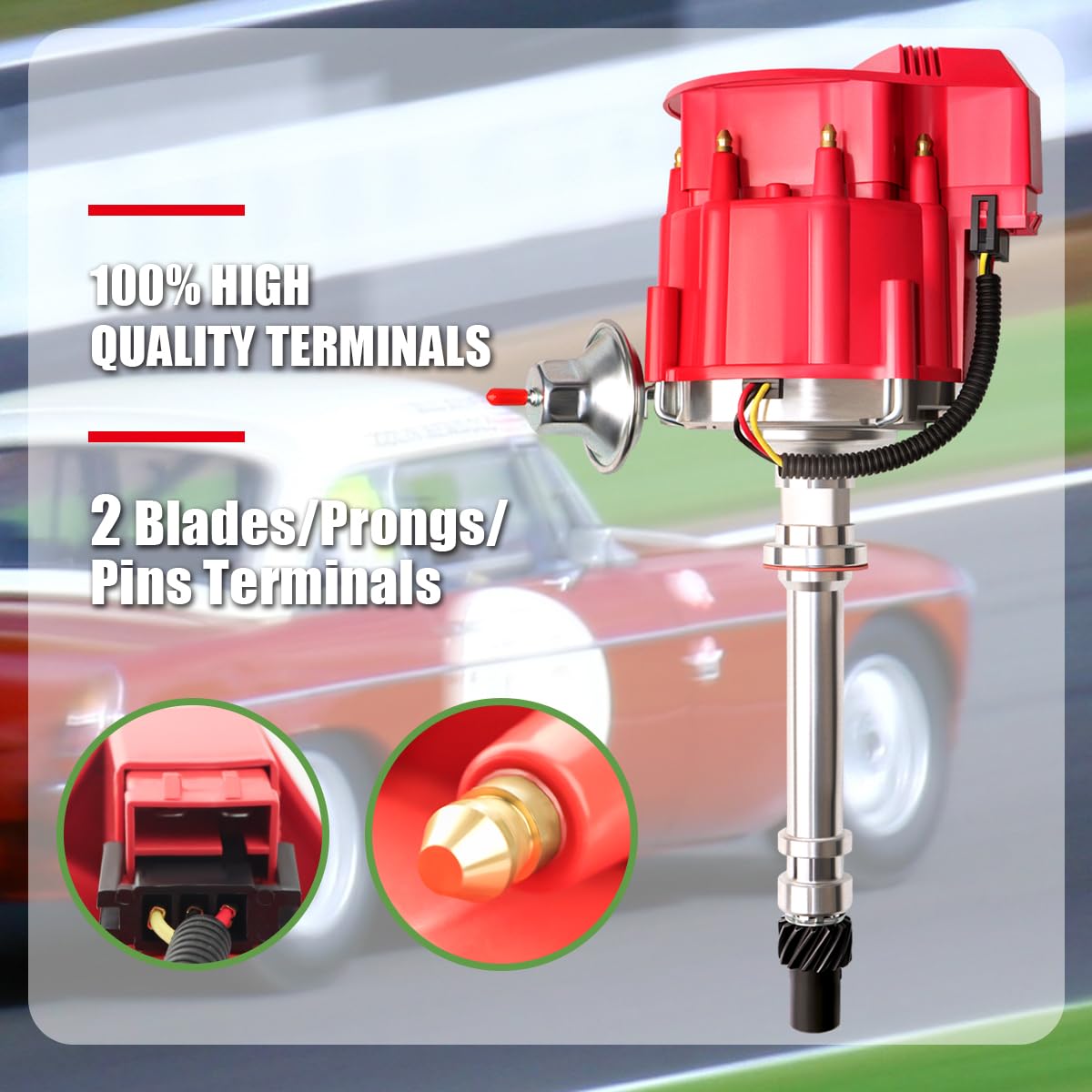 MAS Racing HEI Ignition Distributor with Wiring Set Replacement for Chevy 302 454 gm SBC BBC 65k Coil 7500RPM Chevrolet C10 GMC