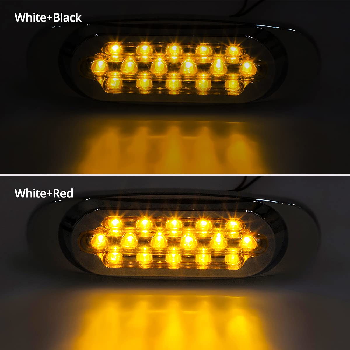 Partsam 10Pcs 6.5 Inch Clear Lens Amber Led Oval Marker Light 16 Diodes Sealed Flush Mount Led Side Marker Lights Turn Signal Li