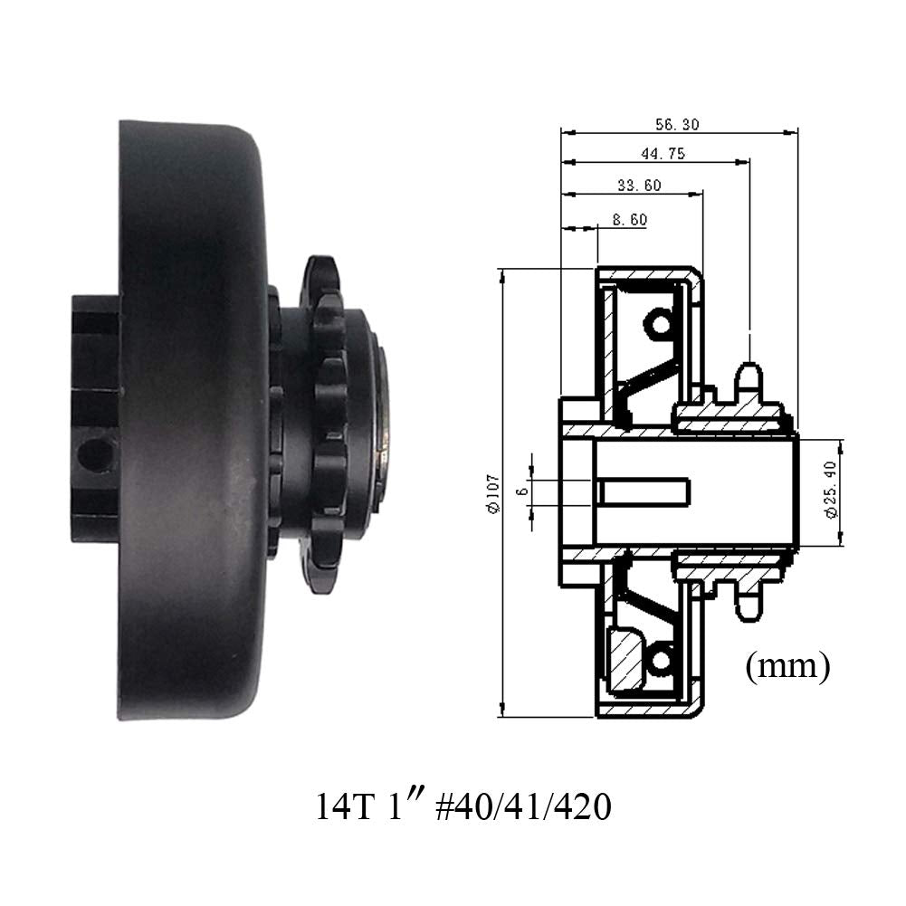 Moosun Go Kart Centrifugal Clutch 1' Bore For 14 Teeth 40/41/420 Chain Mini Bike Engine With Chain
