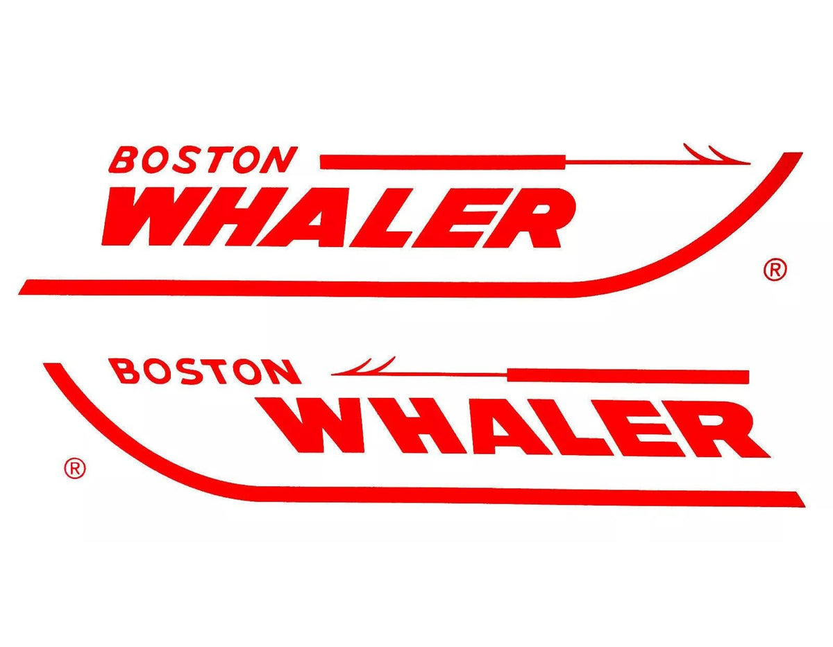 2Pc Boston Whaler Stickers Decal Boat Outboard Motor Fit for Whaler Hull Marine Grade (Red)