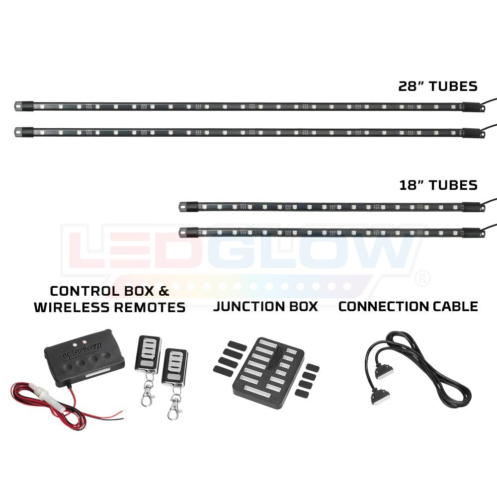 LEDGlow 4pc Expandable Million Color LED 4-Seater Golf Cart Underglow Accent Neon Lighting Kit for EZGO Yamaha Club Car - Fits 1