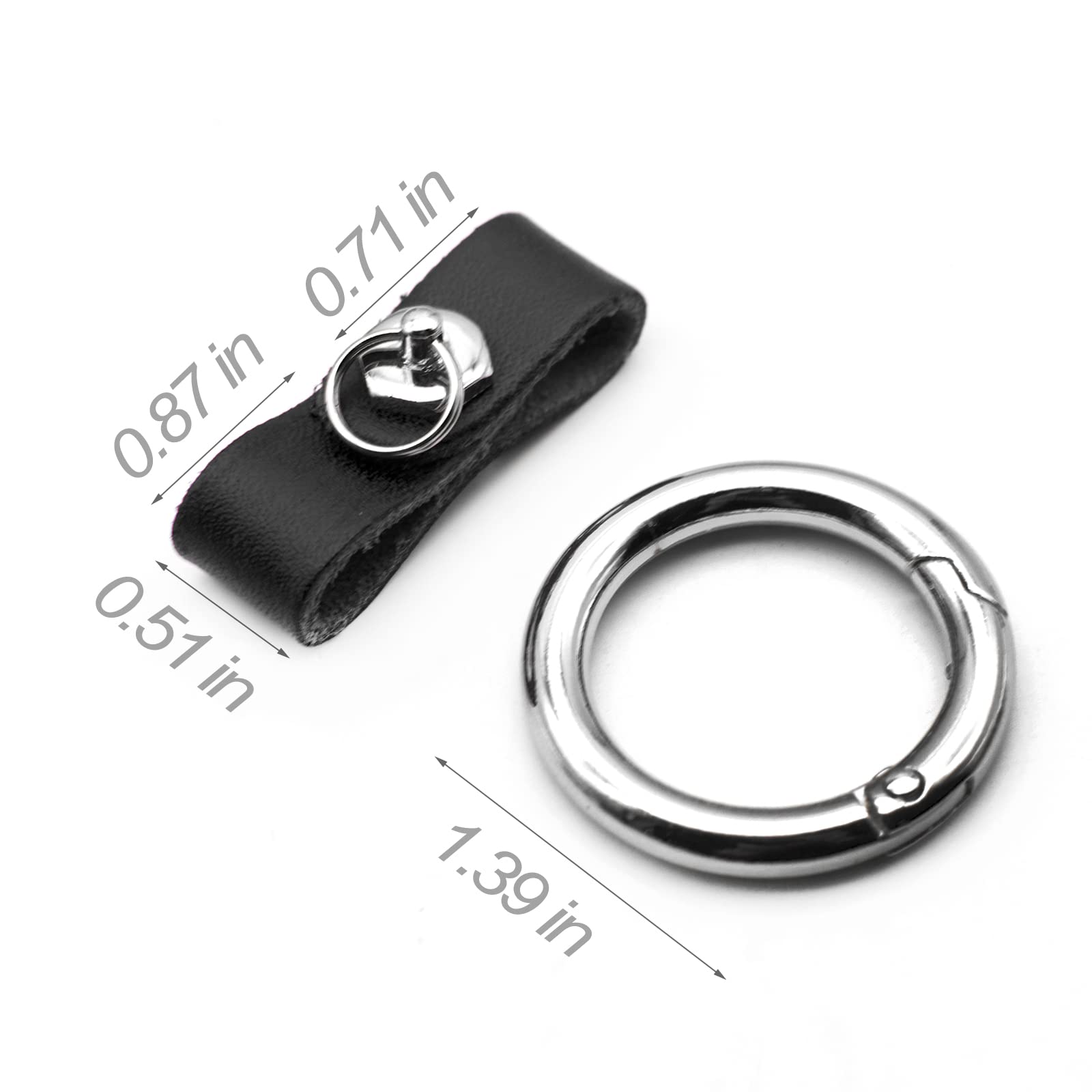 Feyoun Key Chain Car Key Clip Quick Release Leather Car Keychain For Men And Women - Black Color, With Anti-Lost Ring, Short