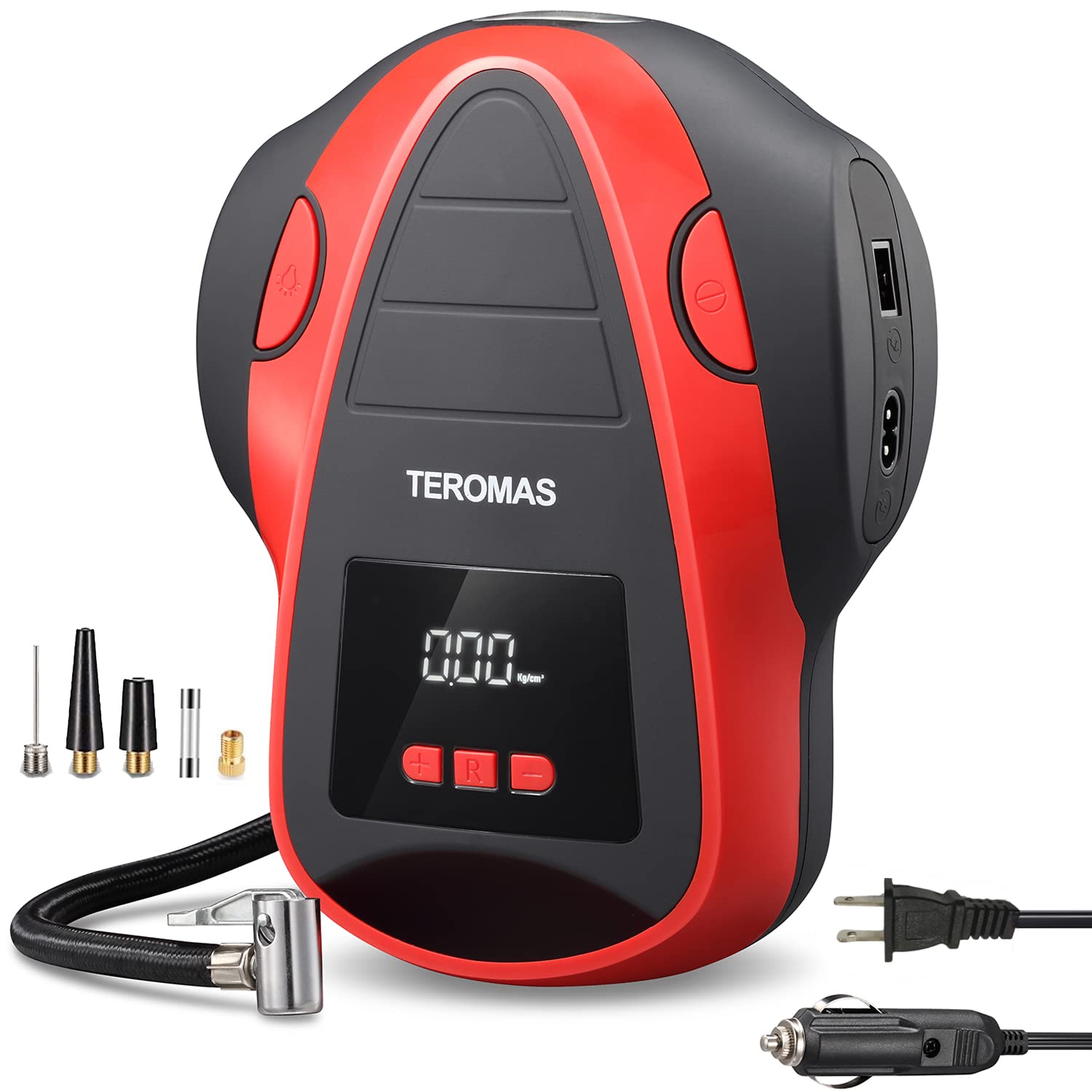 Teromas Tire Inflator Portable Air Compressor, Air Pump Dc/Ac For Car Tires 12V Dc And Other Inflatables At Home 110V Ac, Digita