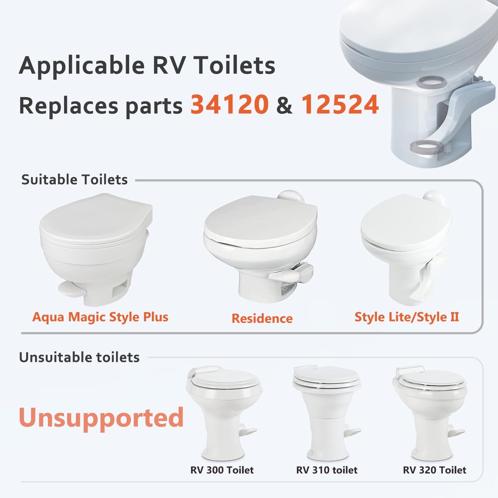 Boeemi Rv Toilet Seal Kit For Replacement Thetfords Rv Toilet Parts- Ball Seal 34120 & Mounting Hardware Kit (Include Toilet Bol