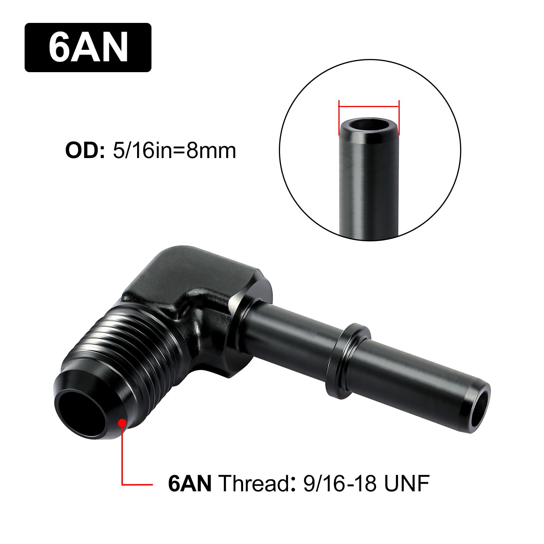 Evil Energy 6An Male To 5/16 '' Sae Quick Disconnect Male 90 Degree Push On Efi Fitting Adapter Aluminum