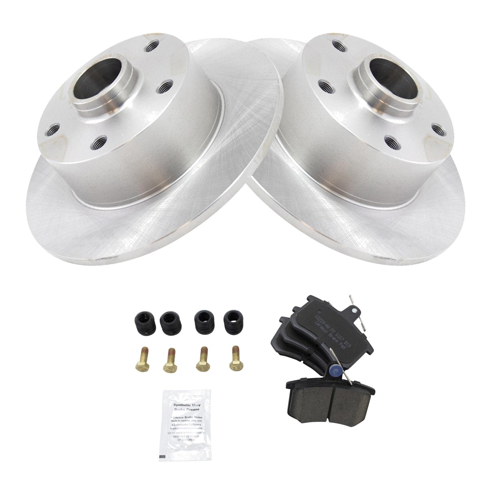 TRQ Rear Brake Pad & Rotor Kit Brake Pads Brake Rotor Ceramic Compatible with 1996-1997 Audi A4