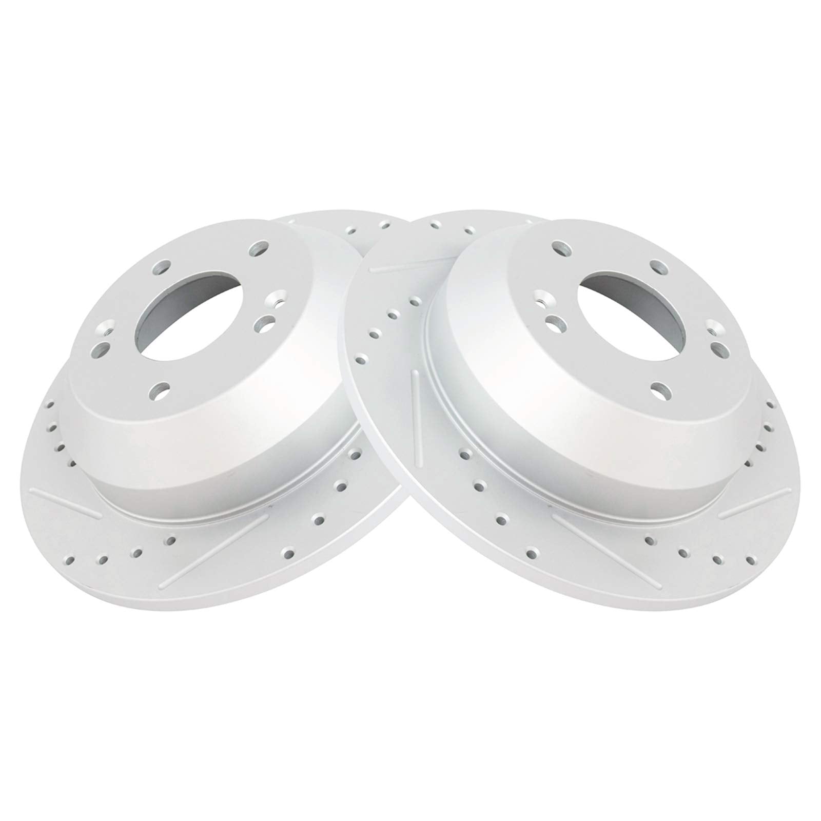 Trq Rear Performance Brake Rotors Set Premium G-Coated Cross Drilled & Slotted Compatible With 2010-2018 Hyundai Santa Fe 2013-2