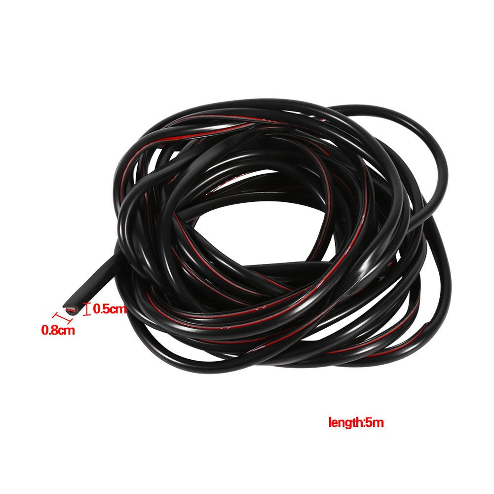 16Ft 5M U Shape Rubber Seal, Car Door Edge Guards Trim Protector Strip With Internal Double Sided Tape (Black)