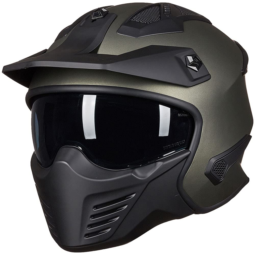 Ilm Open Face Motorcycle 3/4 Half Helmet For Dirt Bike Moped Atv Utv Motocross Cruiser Scooter Dot Model 726X(Midnight Green,2Xl