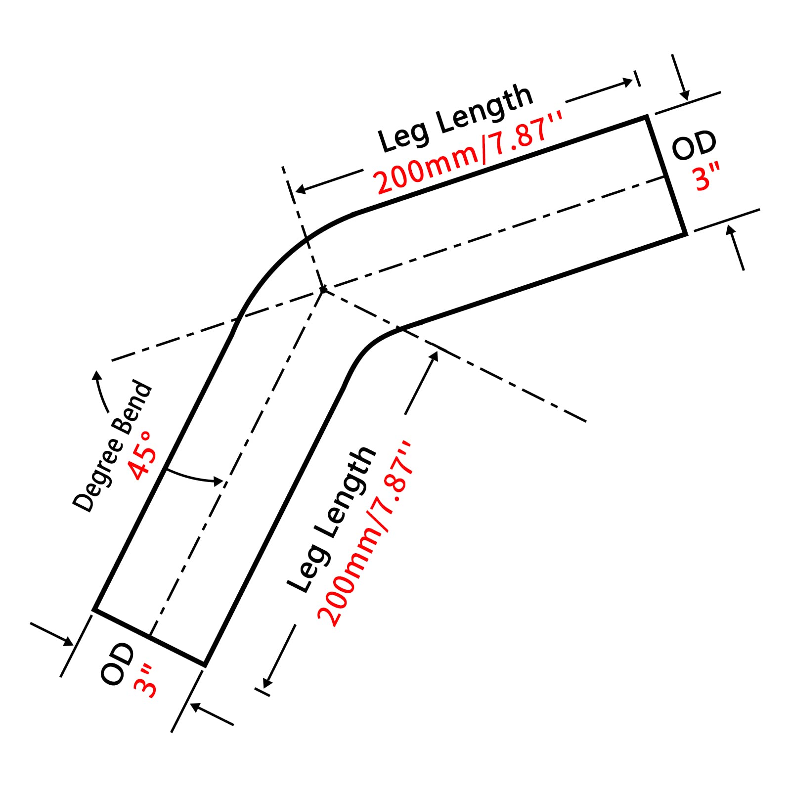 Fgjqefg 3 Inch 45 Degree Diy Custom Mandrel Exhaust Pipe Tube Pipe, T304 Stainless Steel, Universal Fit, 15.74 Inch End To End L