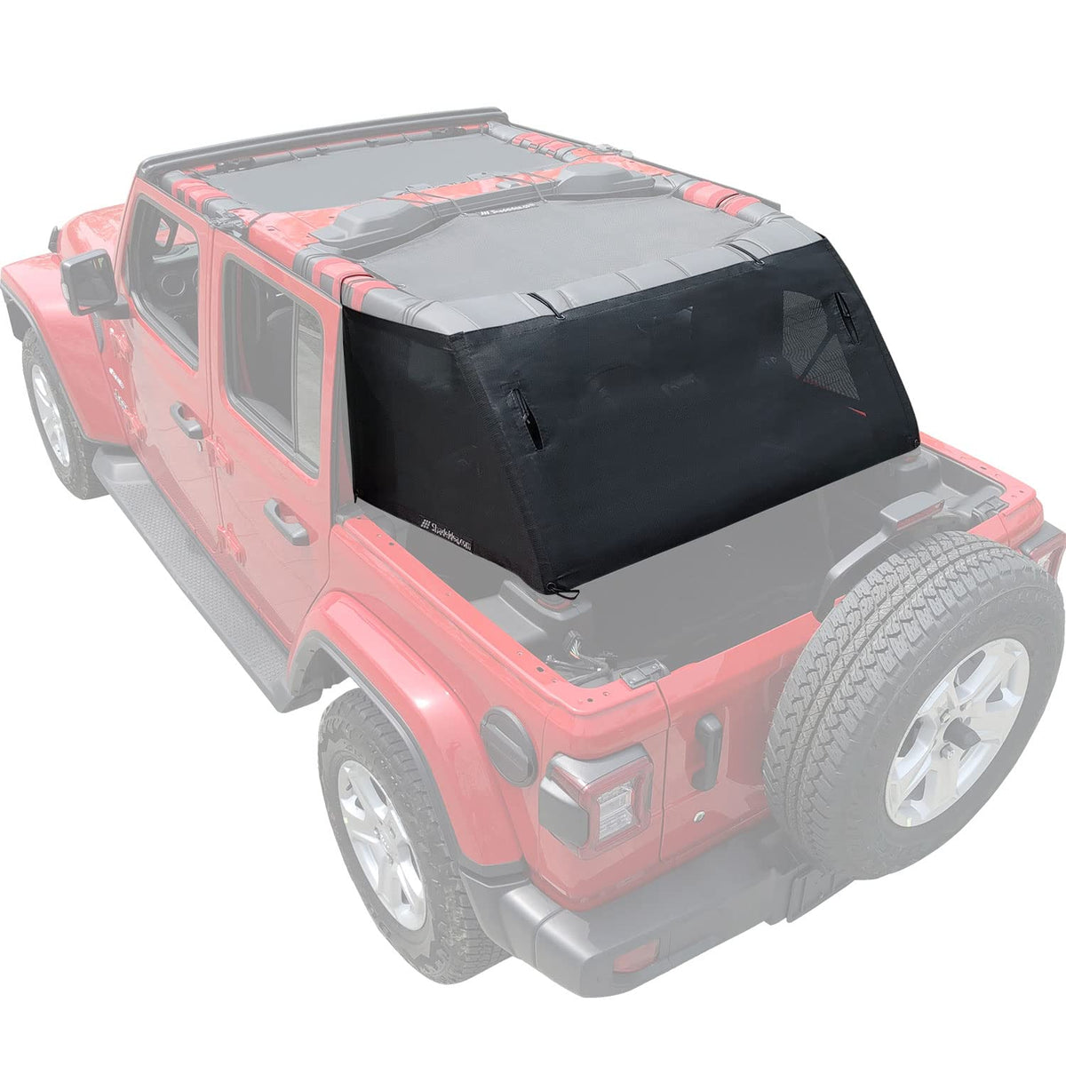 Shadeidea Sun Shade For Jeep Wrangler Jlu - Black (2018-Current) Jl Unlimited 4 Door Cage Mesh Screen Sunshade -10 Year Warranty