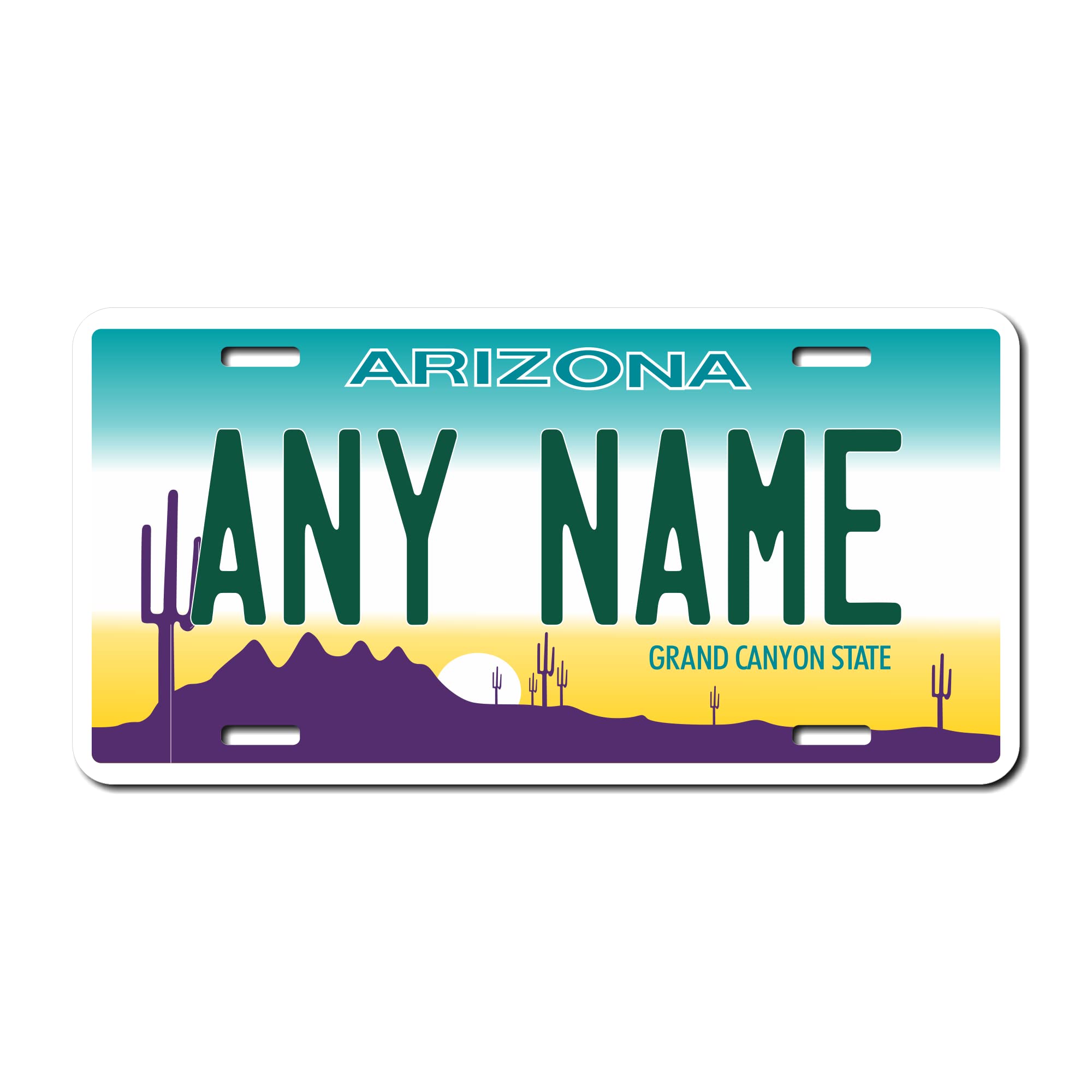 Personalized Arizona License Plate 6 '' X 12 '' (Inches) Aluminum. Add Your Name, Text Or Numbers.Full Size Novelty Plate - Fits
