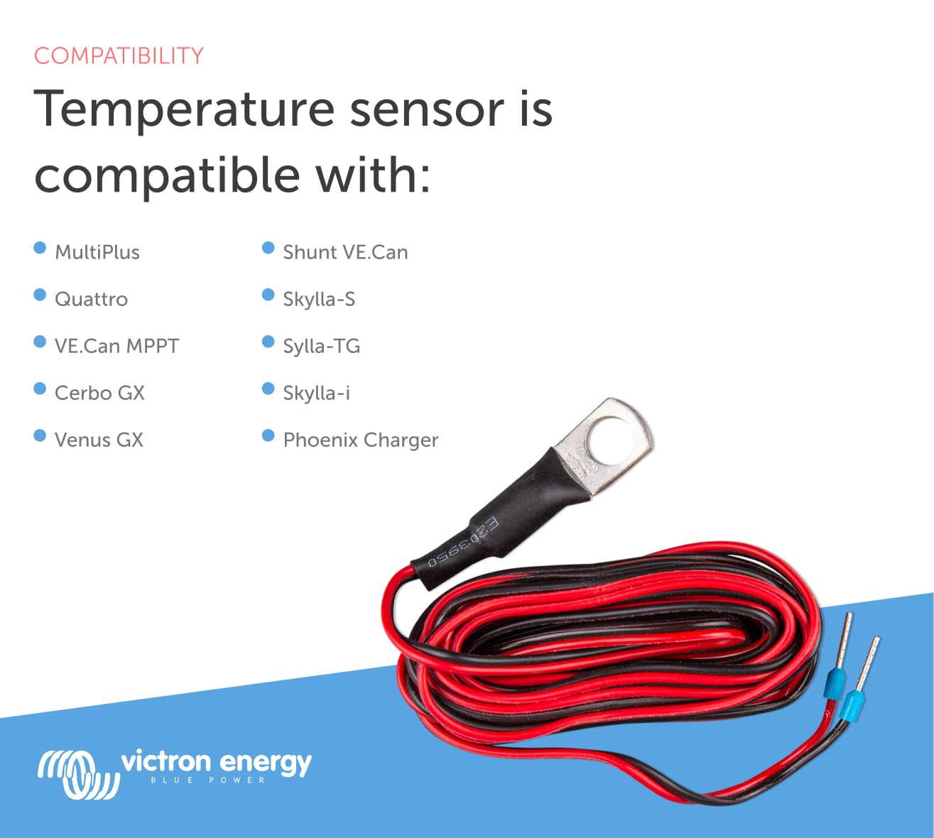 Victron Energy Temperature Sensor For Victron Energy Quattro, Multiplus And Gx Device
